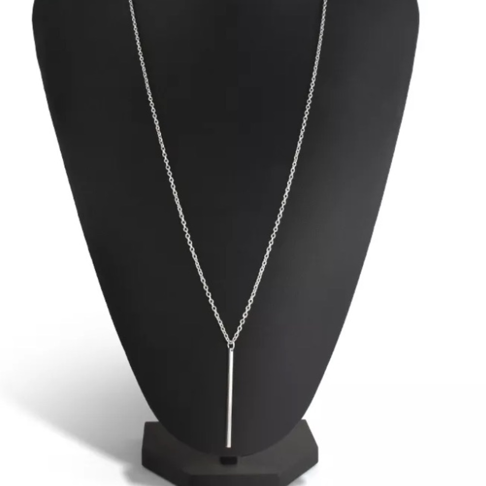 NWT Silver bar pendant fashion necklace - Picture 4 of 4
